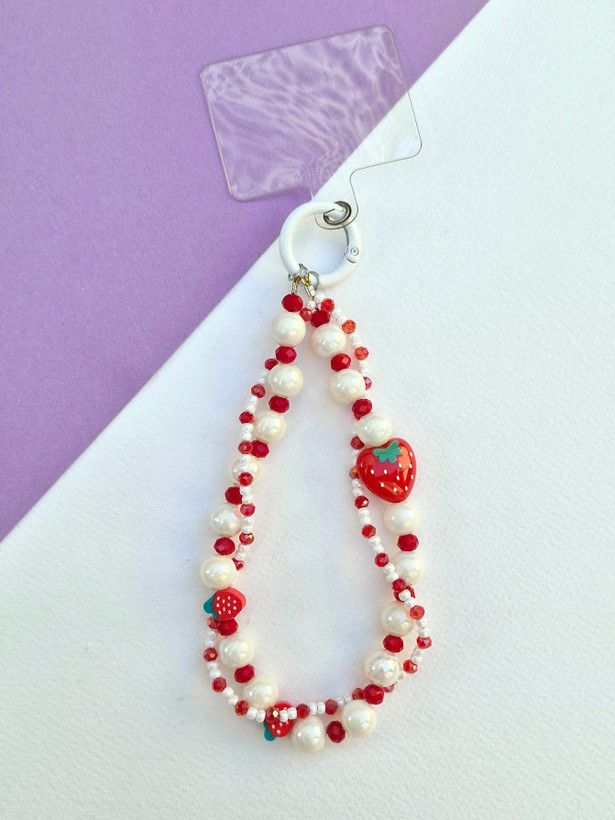 آویز موبایل سفید قرمز