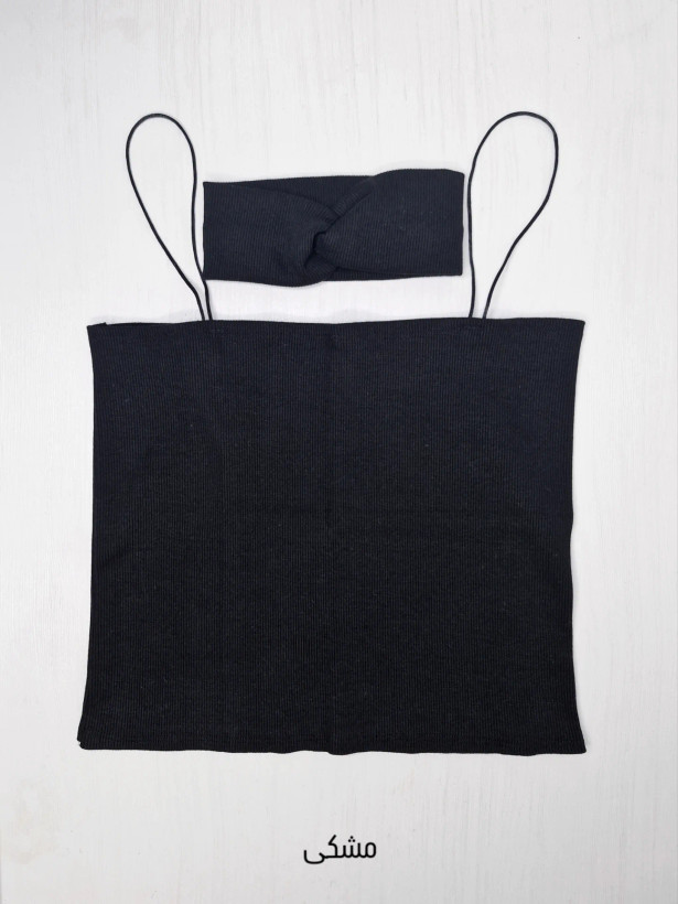 کراپ بند ماکارون مشکی هدبند مشکی